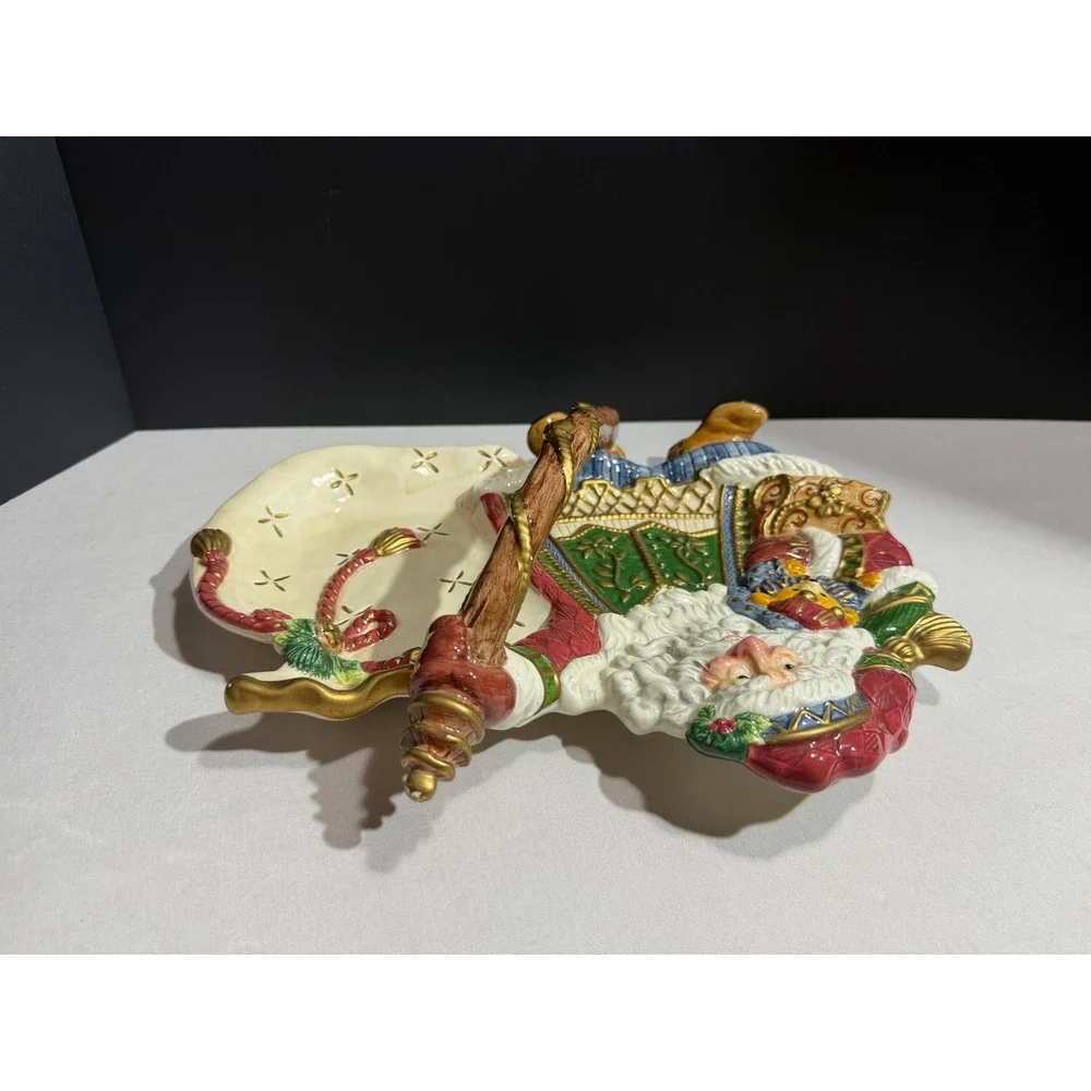Fitz and Floyd Classics Santa Claus Ceramic Candy Dish Tray Handcrafted Holiday